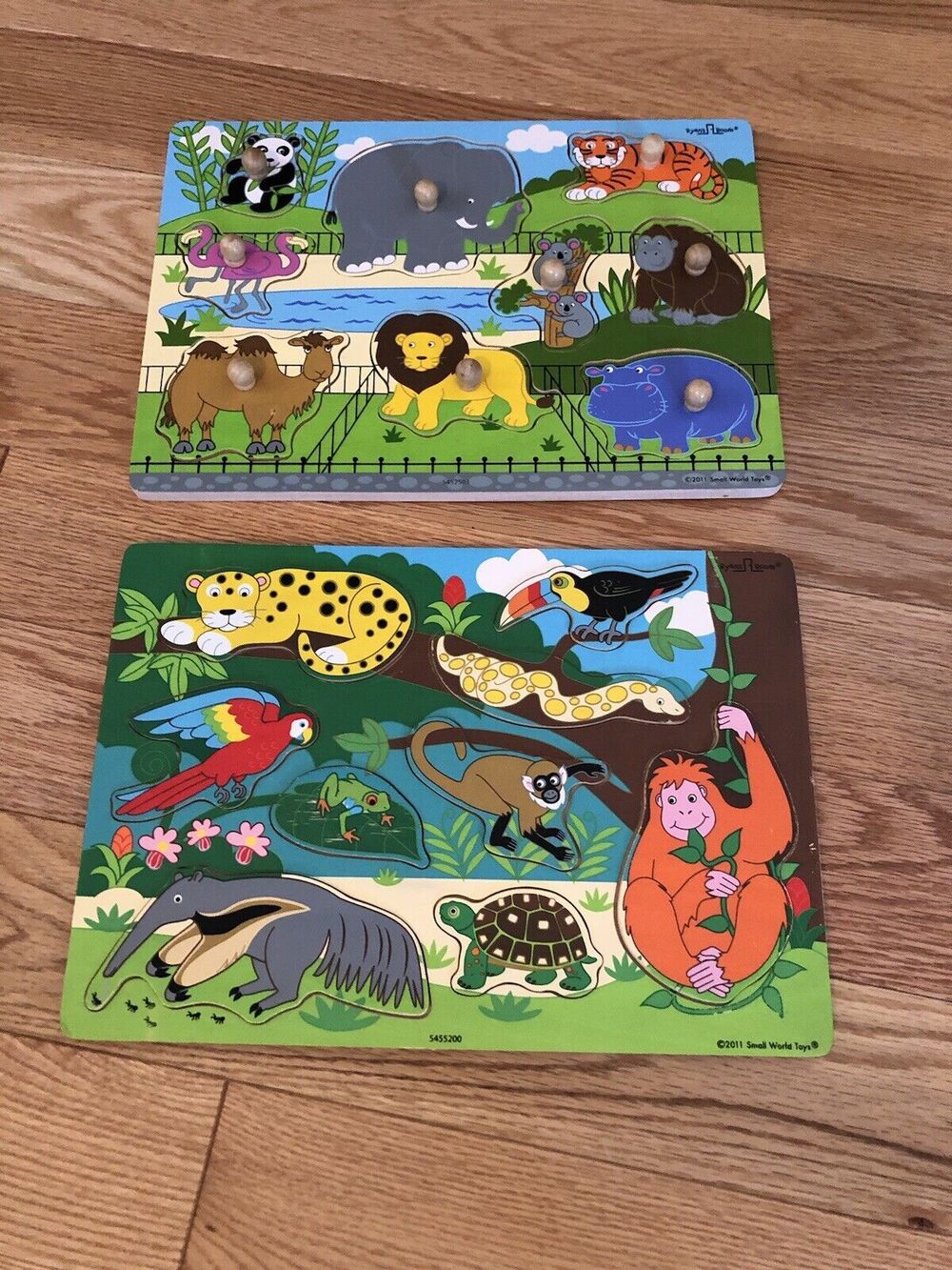 Zoo Theme 2011 Small World Toys Ryan’s Room Puzzles 1 w/Peg and 1 Raised Pieces